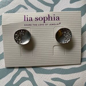 Brand New Lia Sophia Silver Tone w/ clear stone studs earrings